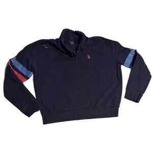 U.S. Polo Assn Women's Sweatshirt Size Large Blue Long Sleeve High Neck Cotton